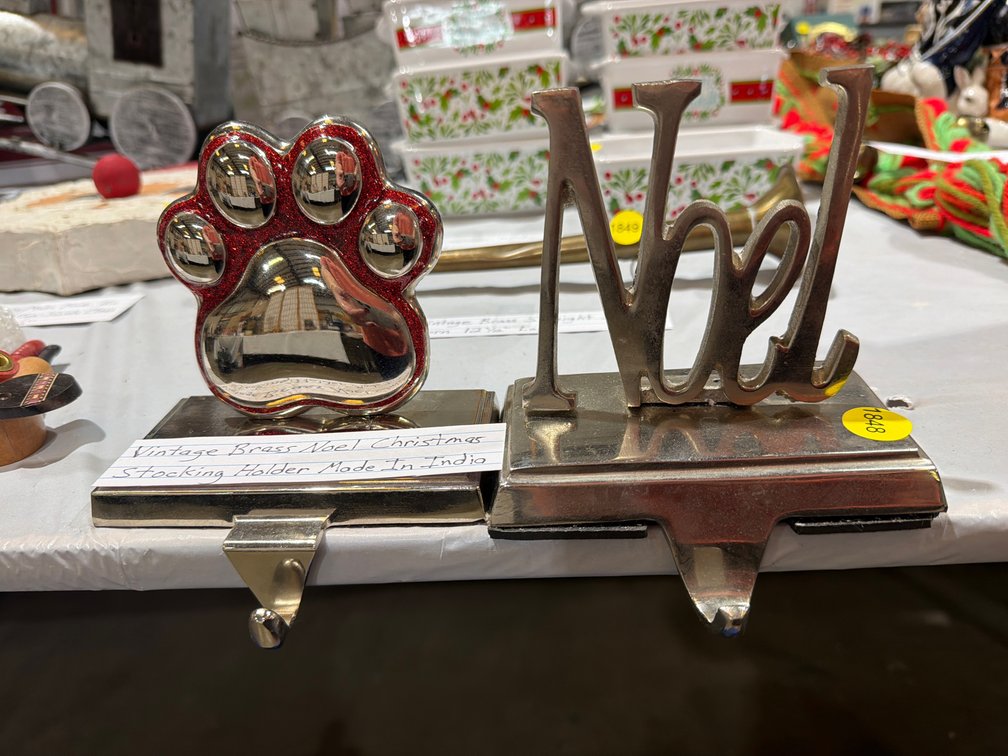 TWO NICE METAL STOCKING HOLDERS