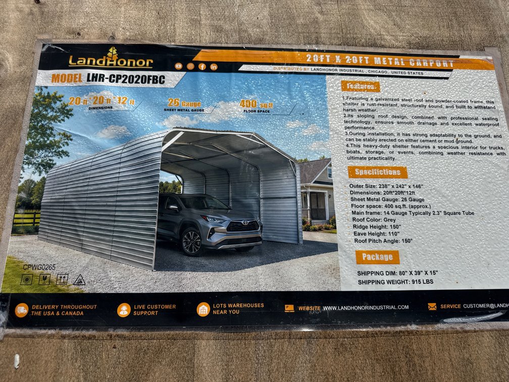20’x20’ METAL CARPORT