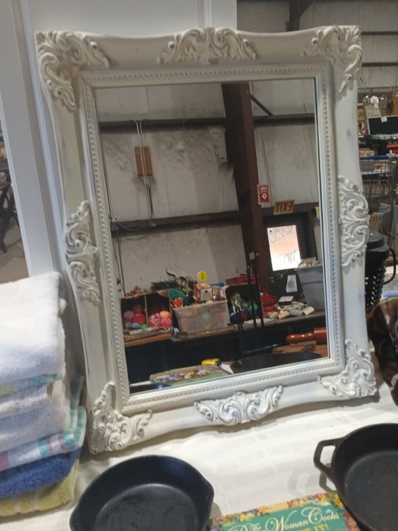 WHITE FRAMED MIRROR