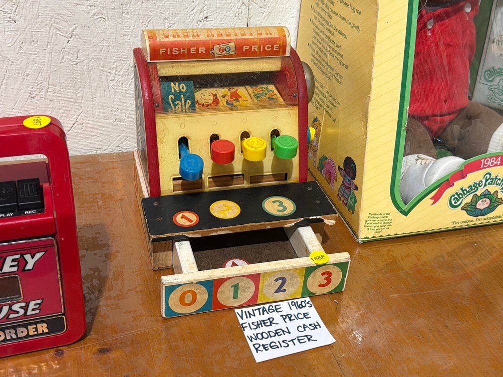 VINTAGE 1960’S FISHER-PRICE WOODEN CASH REGISTER