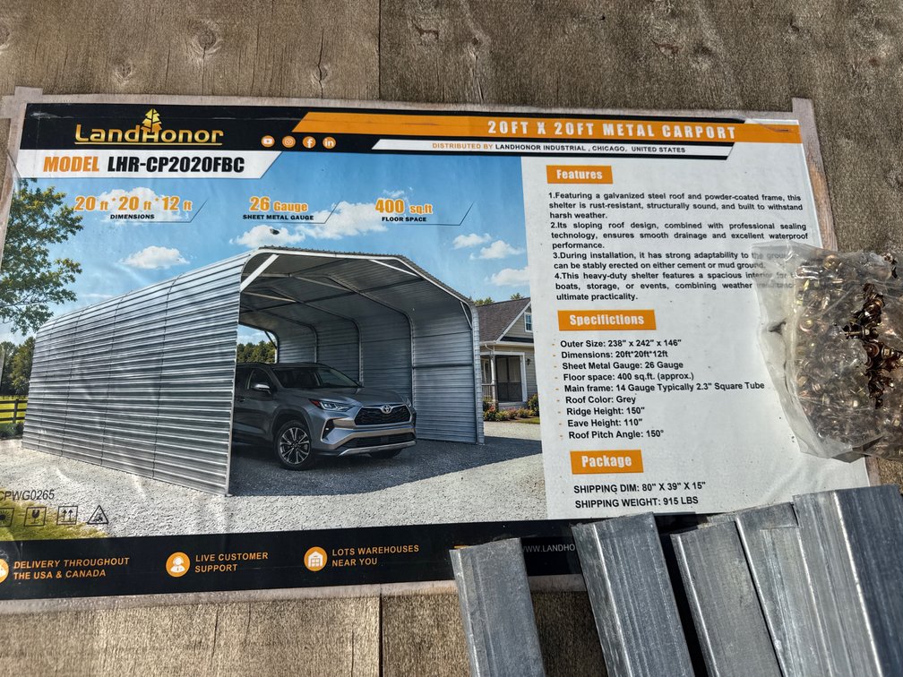 20’x20’ METAL CARPORT