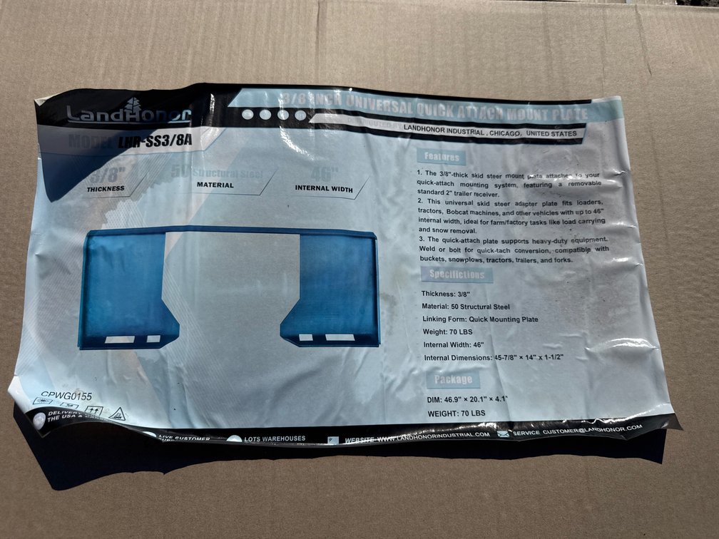 (5) OPEN BACK SKID STEER MOUNT PLATES