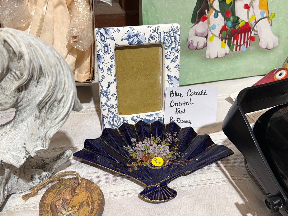 BLUE COBALT ORIENTAL FAN, REFRAME