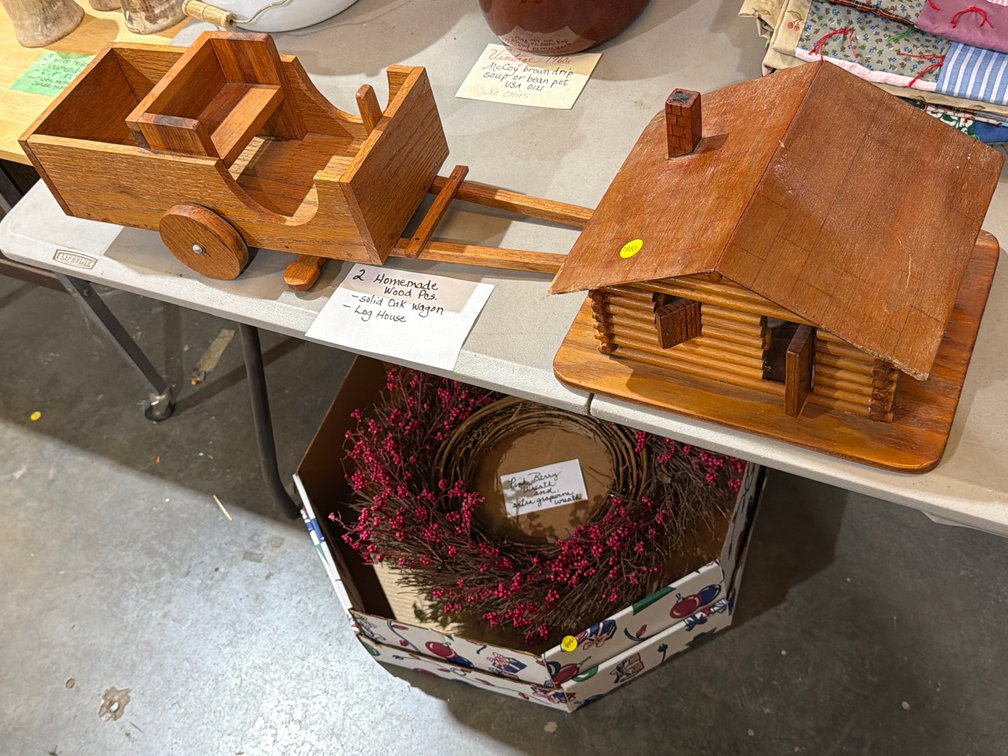 (2) HOMEMADE WOOD PIECES