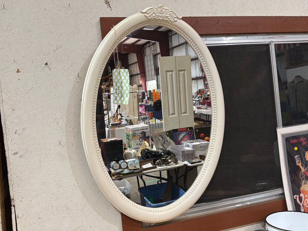 OFF WHITE OVAL MIRROR 28” X 40”