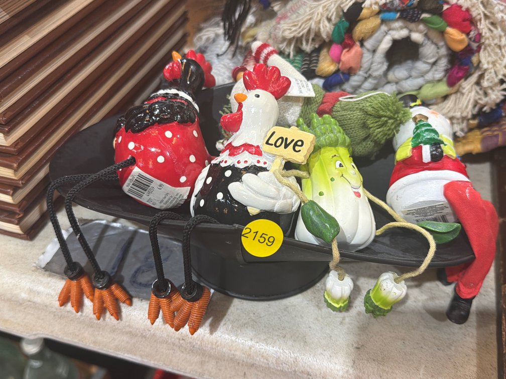 METAL BOWL WITH SHELF SITTER FIGURINES