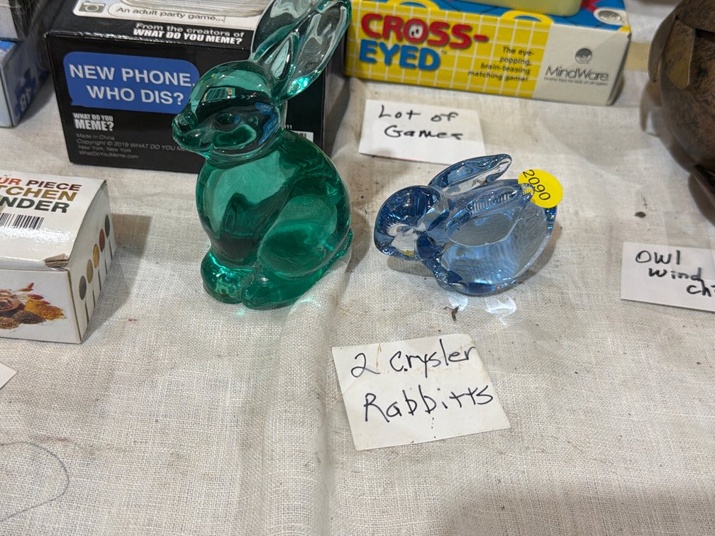(2) GLASS RABBITS