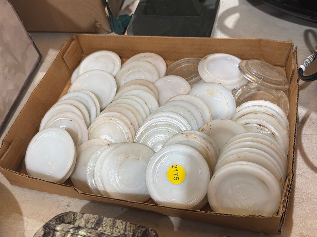 VINTAGE GLASS JAR LIDS