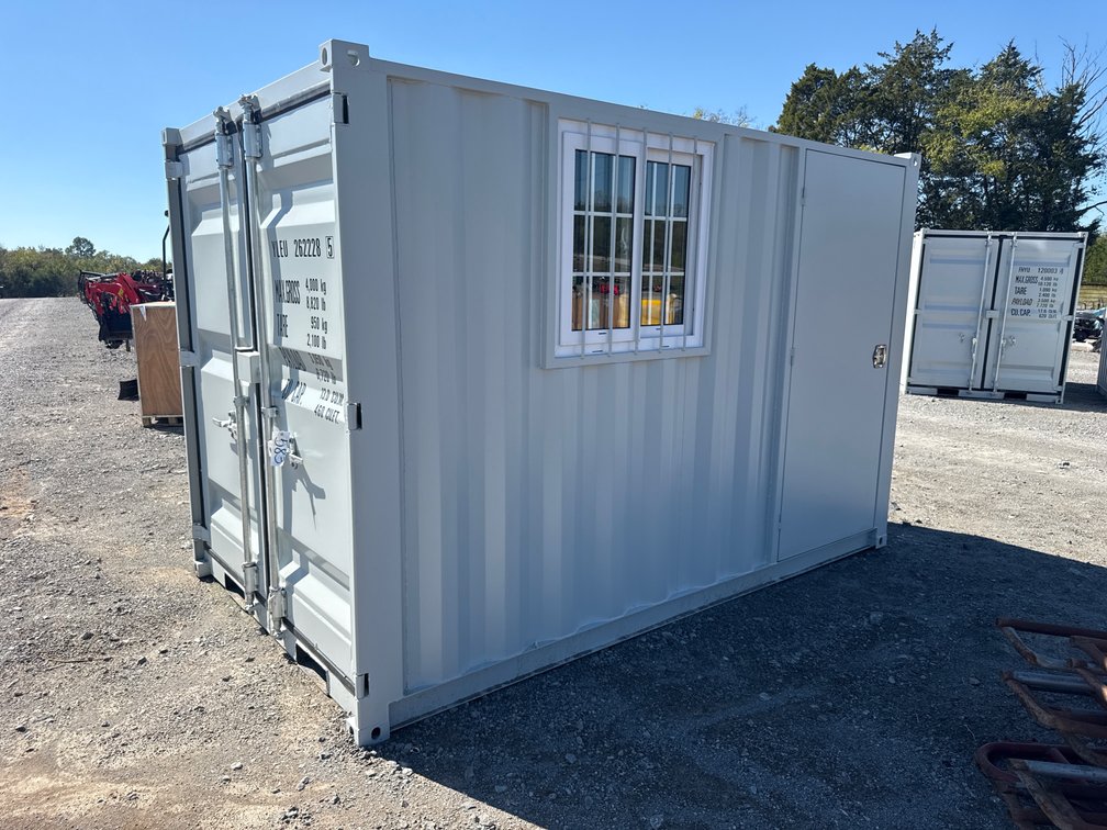 11’ STORAGE CONTAINER WITH WALK OUT DOOR AND WINDOW
