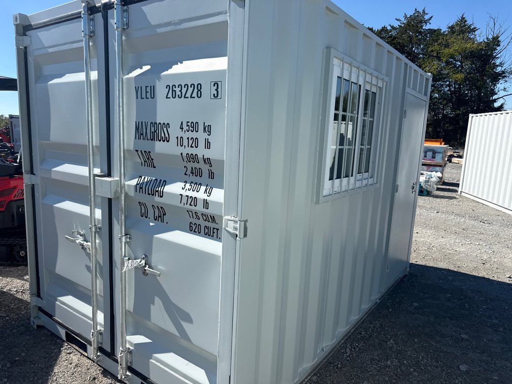 12’ STORAGE CONTAINER WITH WALK OUT DOOR AND WINDOW