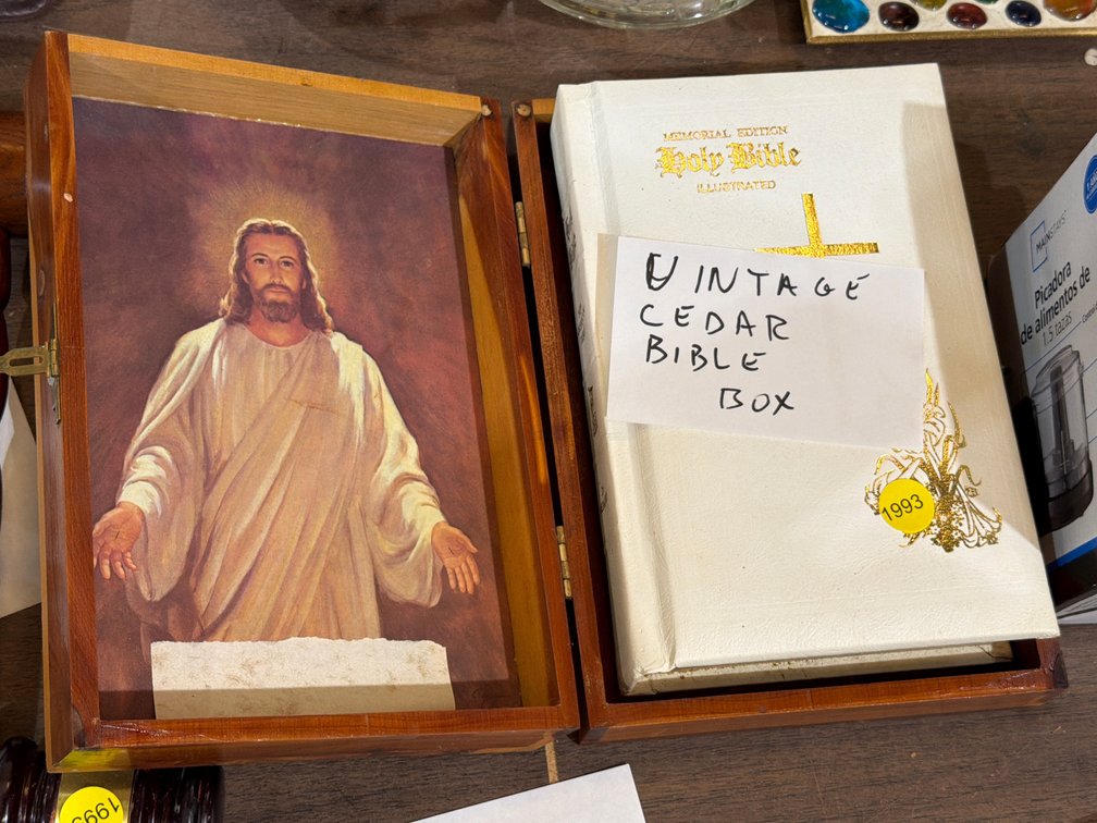 HOLY BIBLE IN CEDAR BOX
