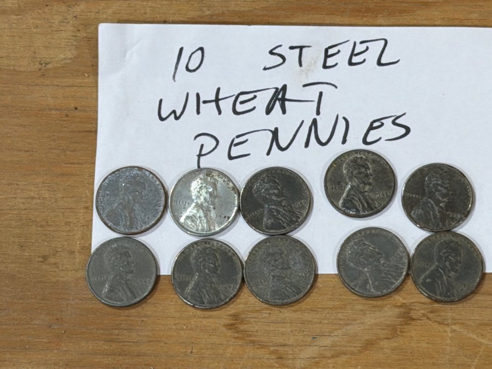 10 STEEL WHEAT PENNIES