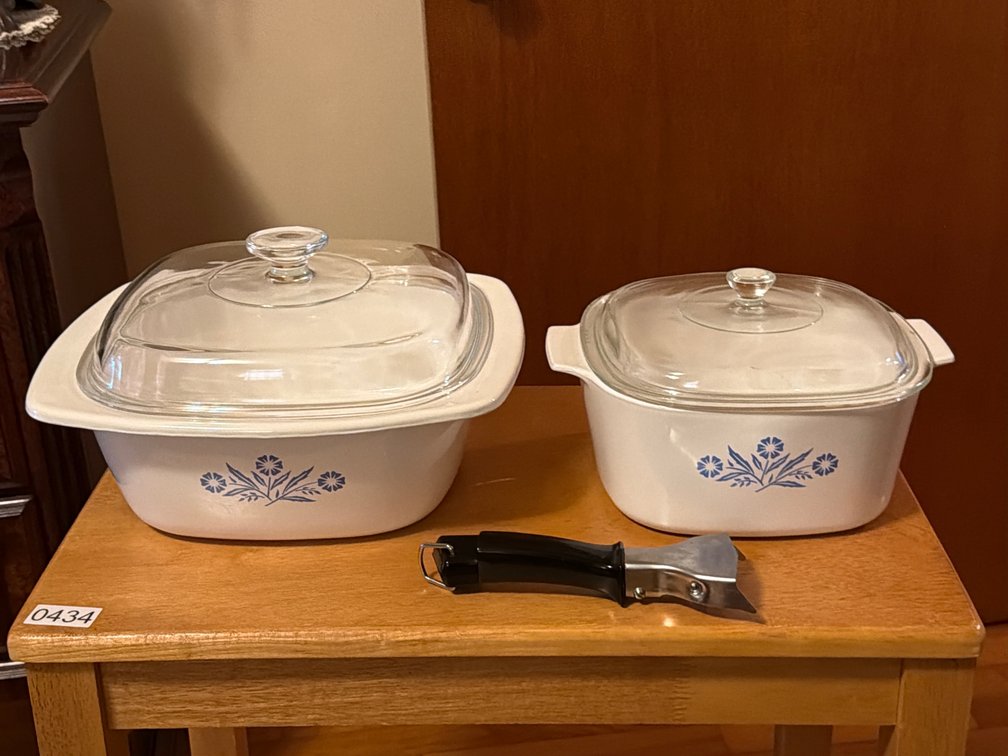 TWO CORNING WARE BOWLS WITH LIDS