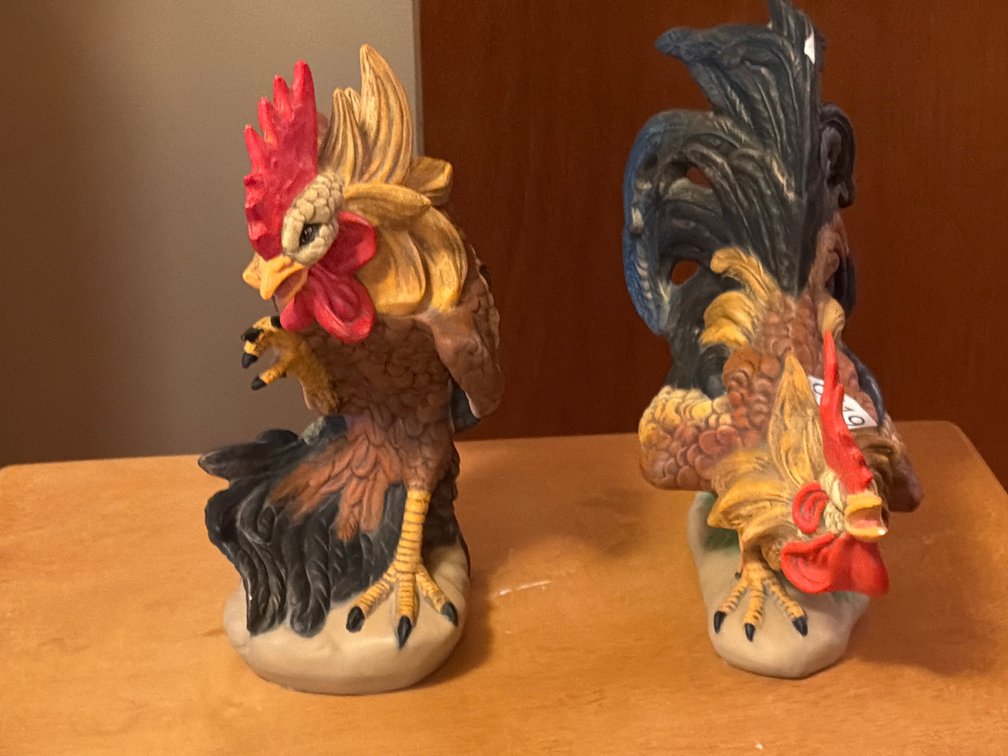 TWO ROOSTER FIGURES