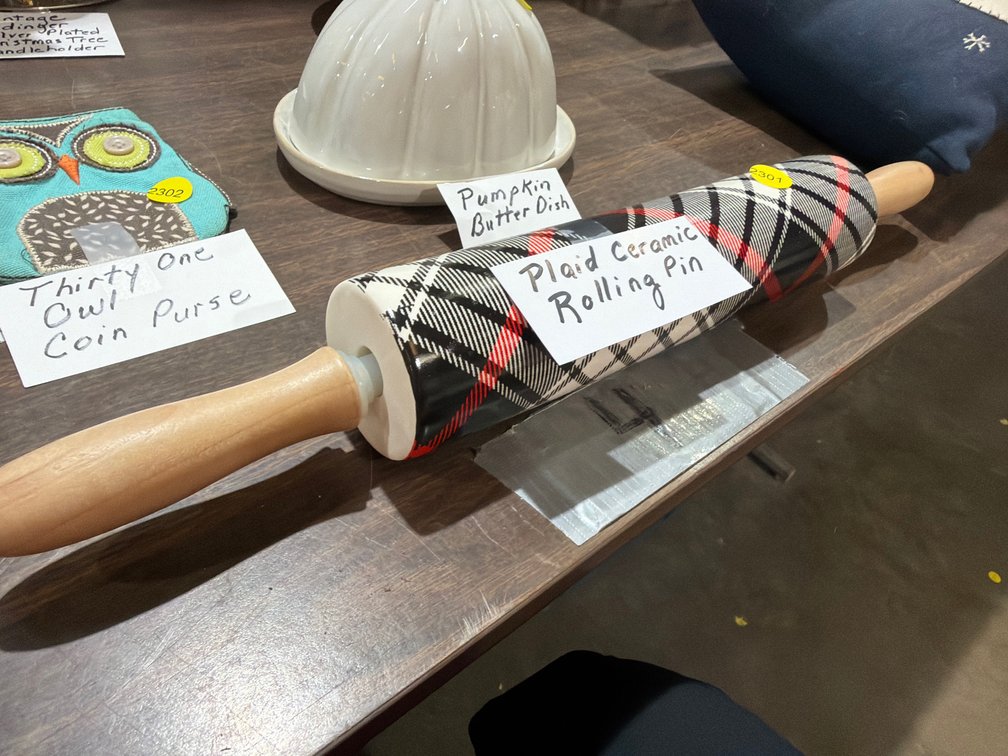 PLAID CERAMIC ROLLING PIN