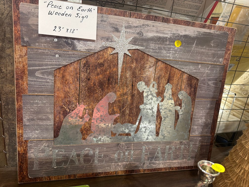 PEACE ON EARTH WOODEN SIGN