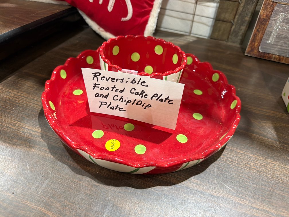 REVERSIBLE FOOTED CAKE PLATE / CHIP & DIP TRAY