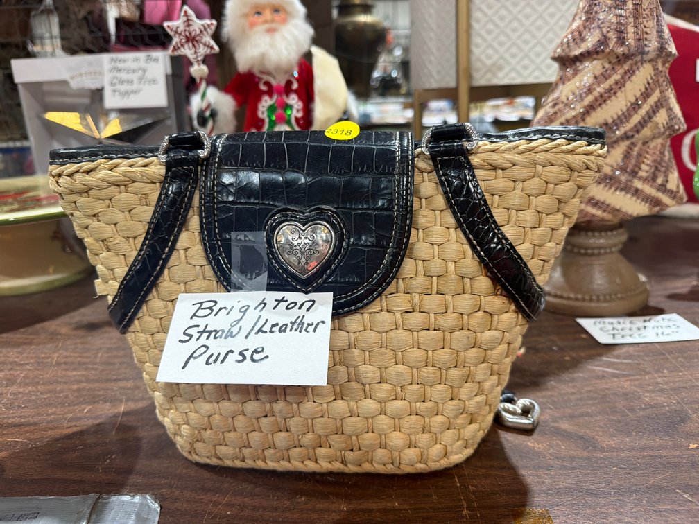 BRIGHTON STRAW/ LEATHER PURSE