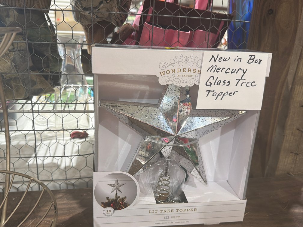 NEW IN BOX MERCURY GLASS TREE TOPPER