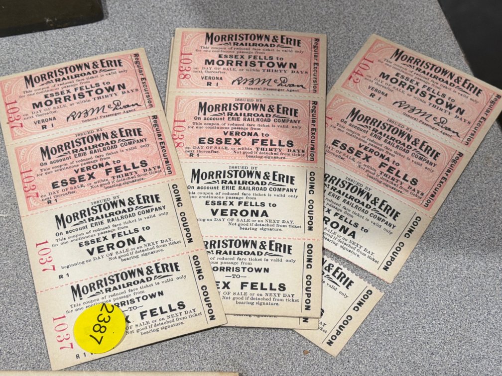 MORRISTOWN & ERIE RAILROAD TICKETS