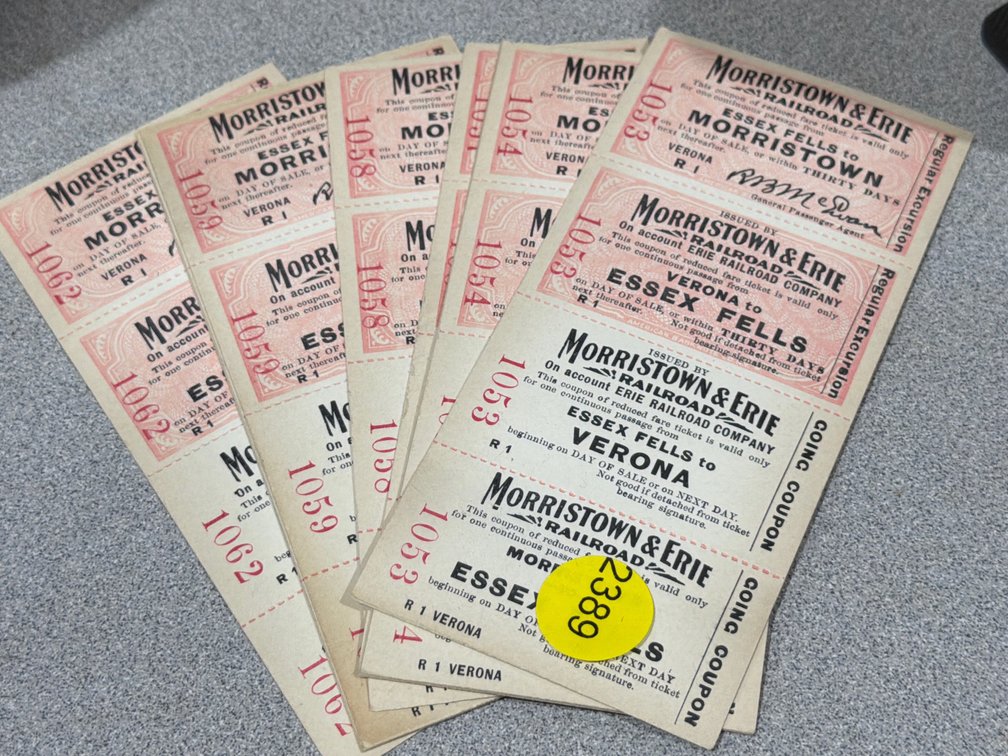 MORRISTOWN & ERIE RAILROAD TICKETS