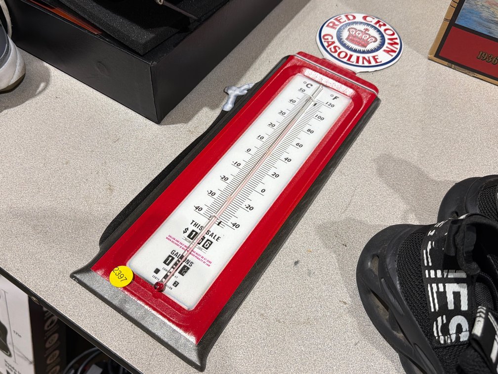 RED CROWN GASOLINE METAL THERMOMETER
