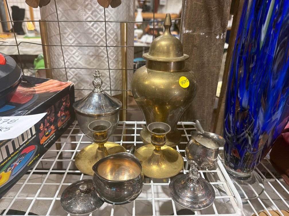 LOT OF BRASS AND SILVERPLATE
