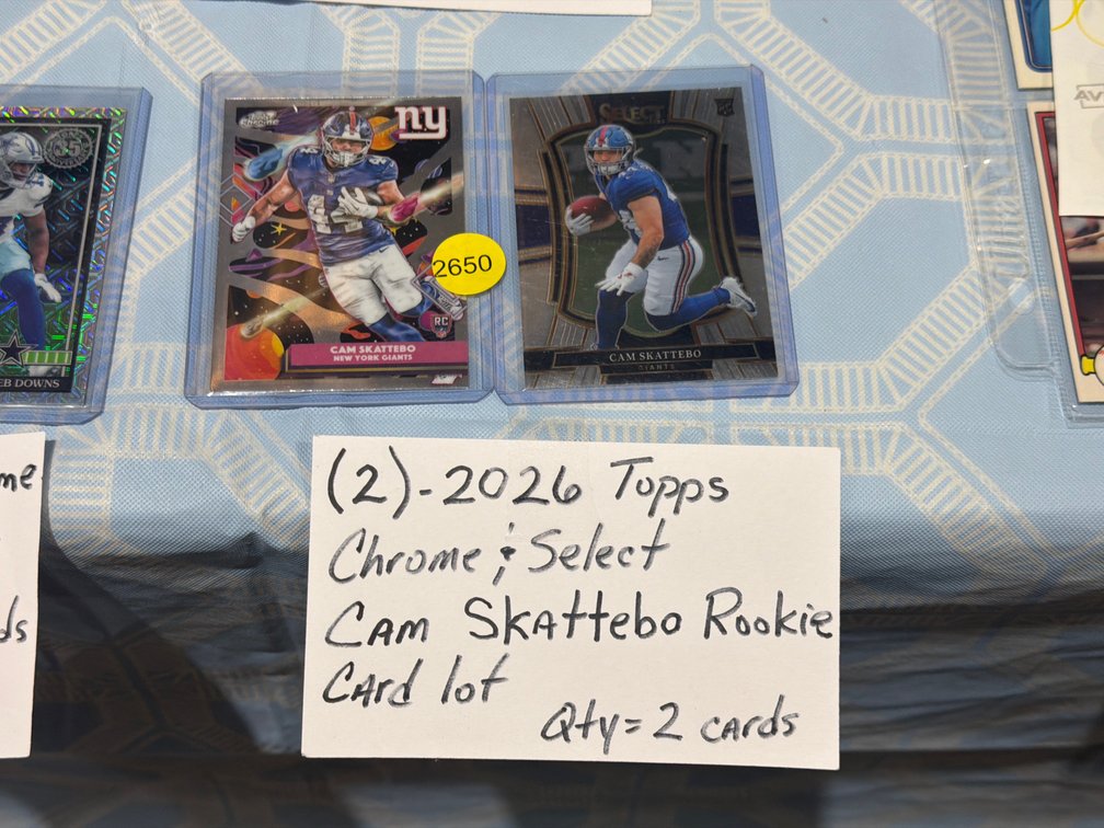 (2) 2026 TOPPS CHRIME AND SELECT CAM SKATTEBO ROOKIE CARDS