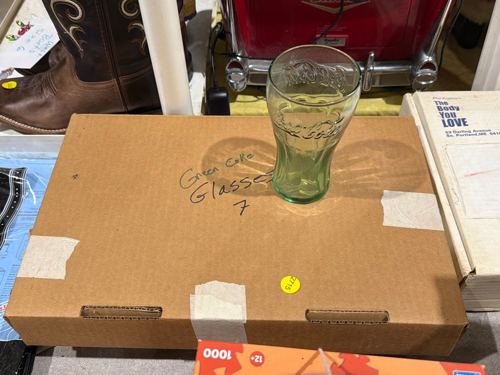 (7) GREEN COCA-COLA GLASSES