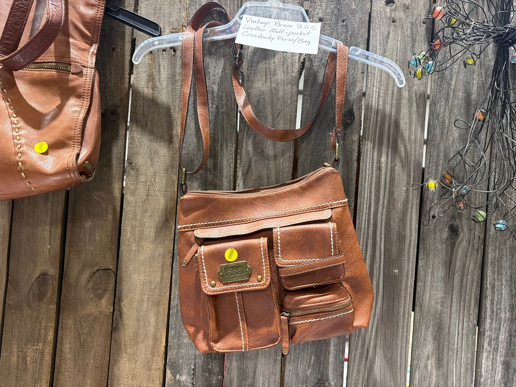 BROWN BOC LEATHER CROSSBODY PURSE