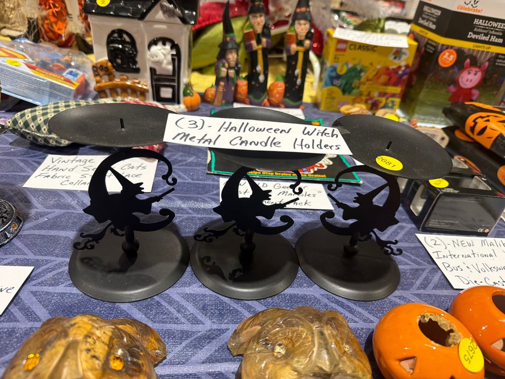 3 HALLOWEEN WITCH METAL CANDLE HOLDERS