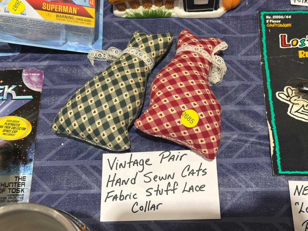 PAIR OF HAND SEWN CATS