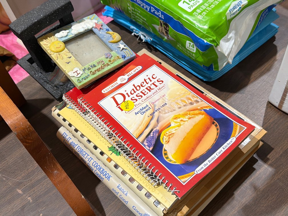 VARIOUS COOKBOOKS, GRANDMA PICTURE FRAME, SMALL FOUNTAIN