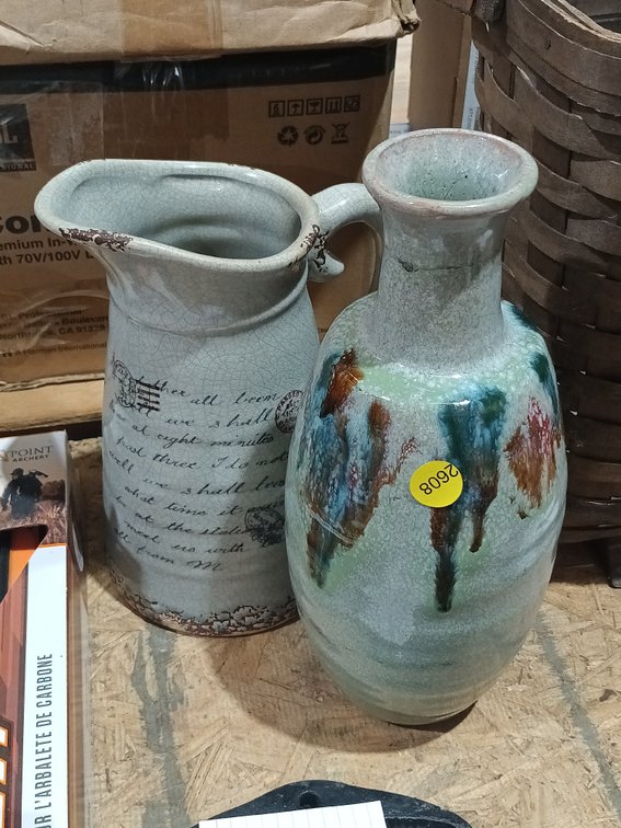 CERAMIC VASE AND PITCHER