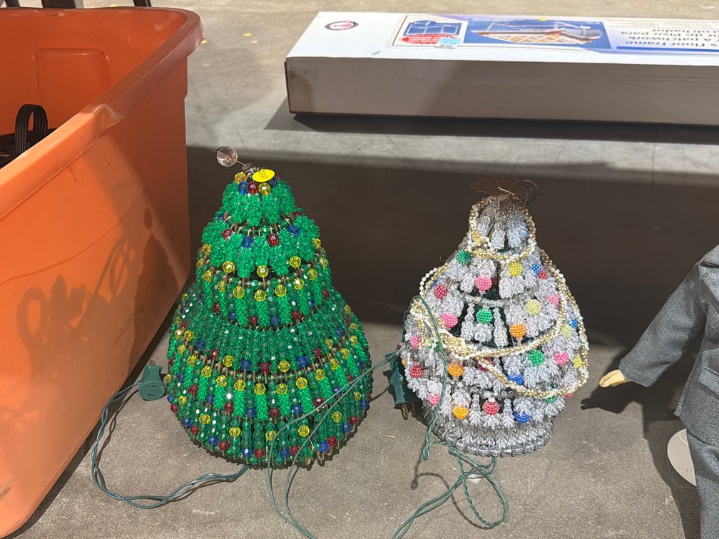 TWO BEADED CHRISTMAS TREES