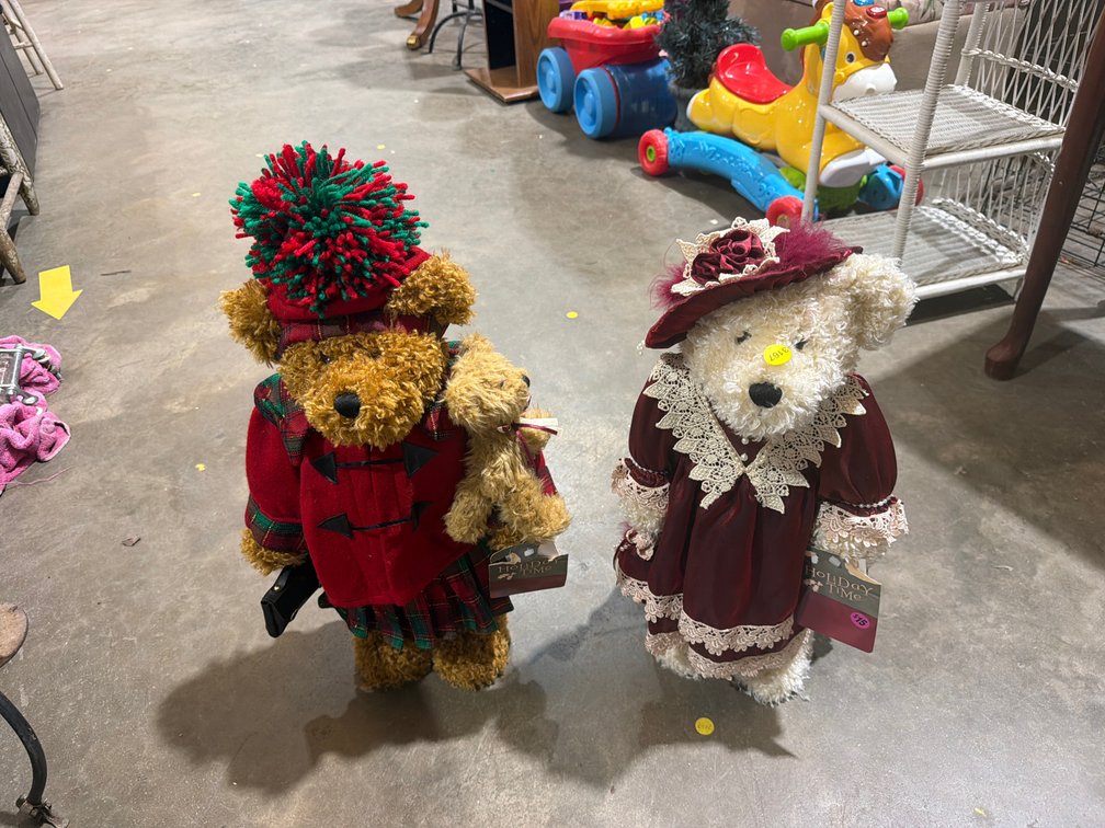 TWO CHRISTMAS TEDDY BEARS