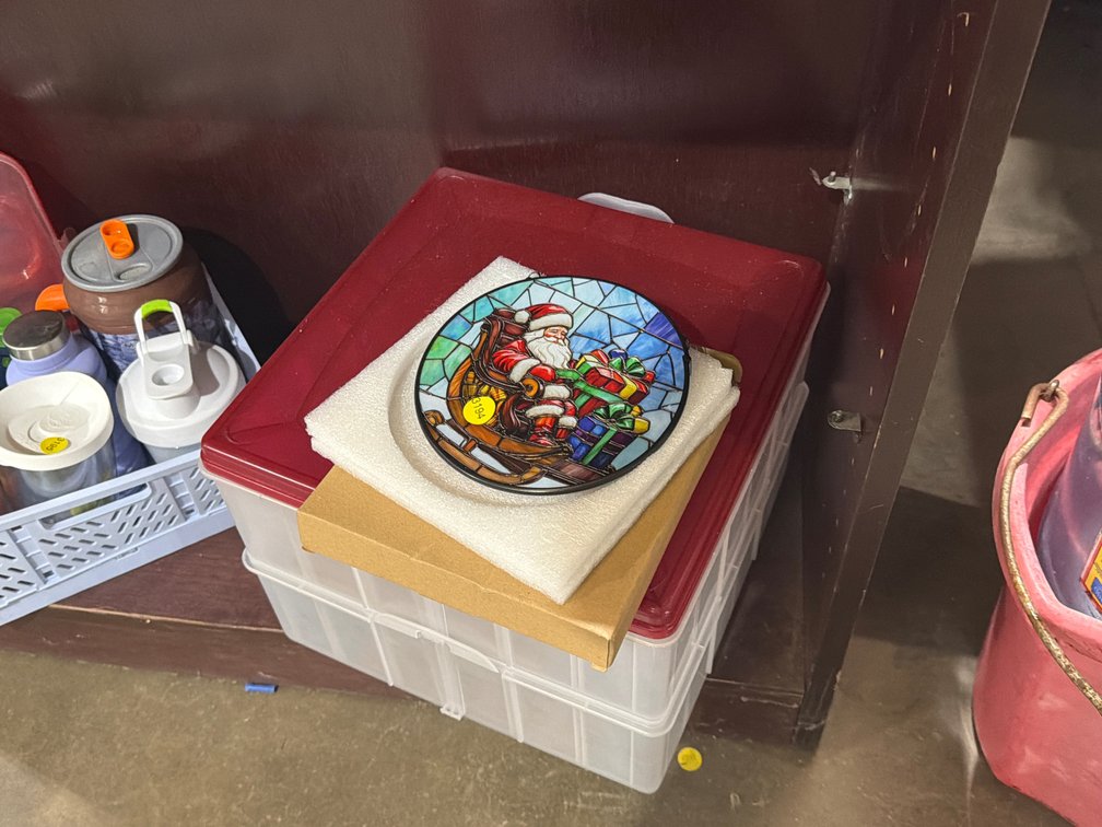 SANTA SUN CATCHER AND ORNAMENT STORAGE BOX