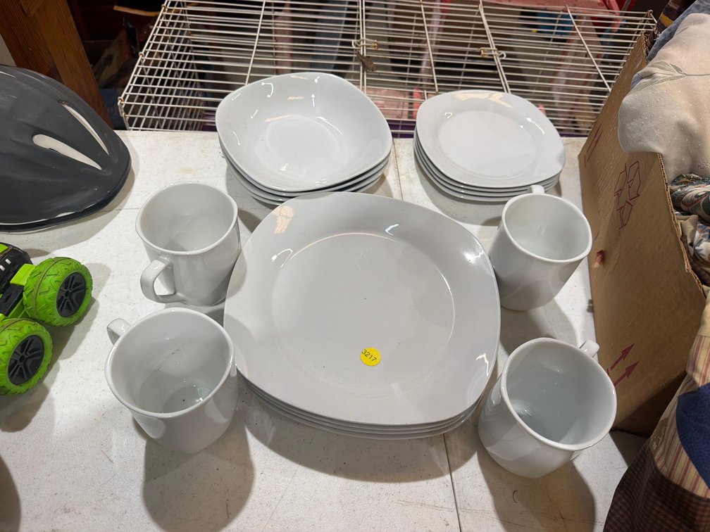 WHITE STONEWARE DISHES