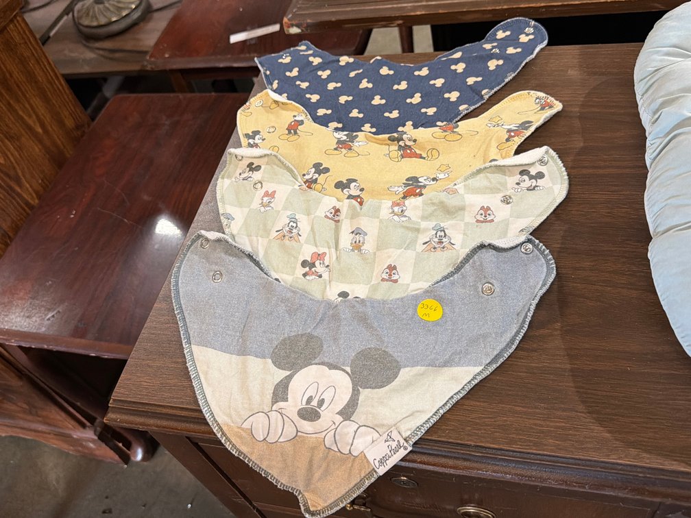(4) COPPER PEARL MICKEY MOUSE BIBS