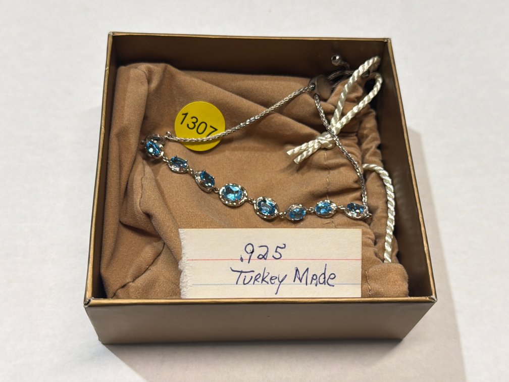 BLUE STONE BRACELET MARKED 925 TURKEY
