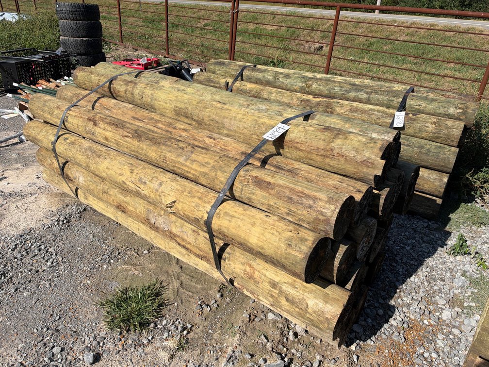 BUNDLE OF (25) 7”-8”X8’ TREATED POSTS