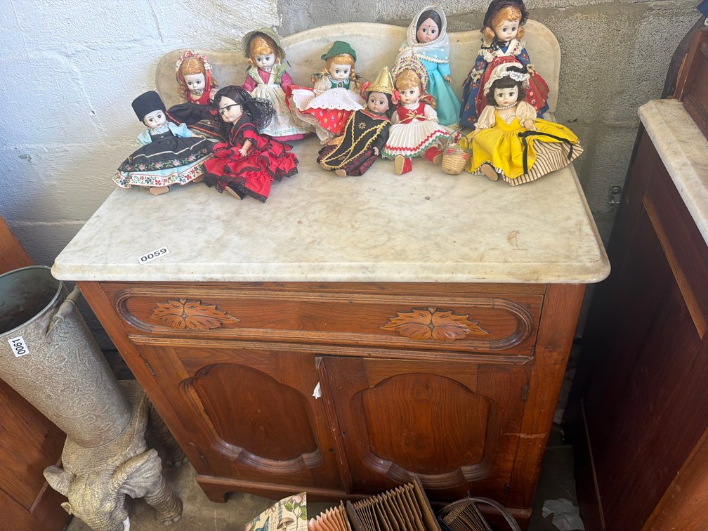 ANTIQUE MARBLE TOP SIDEBOARD
