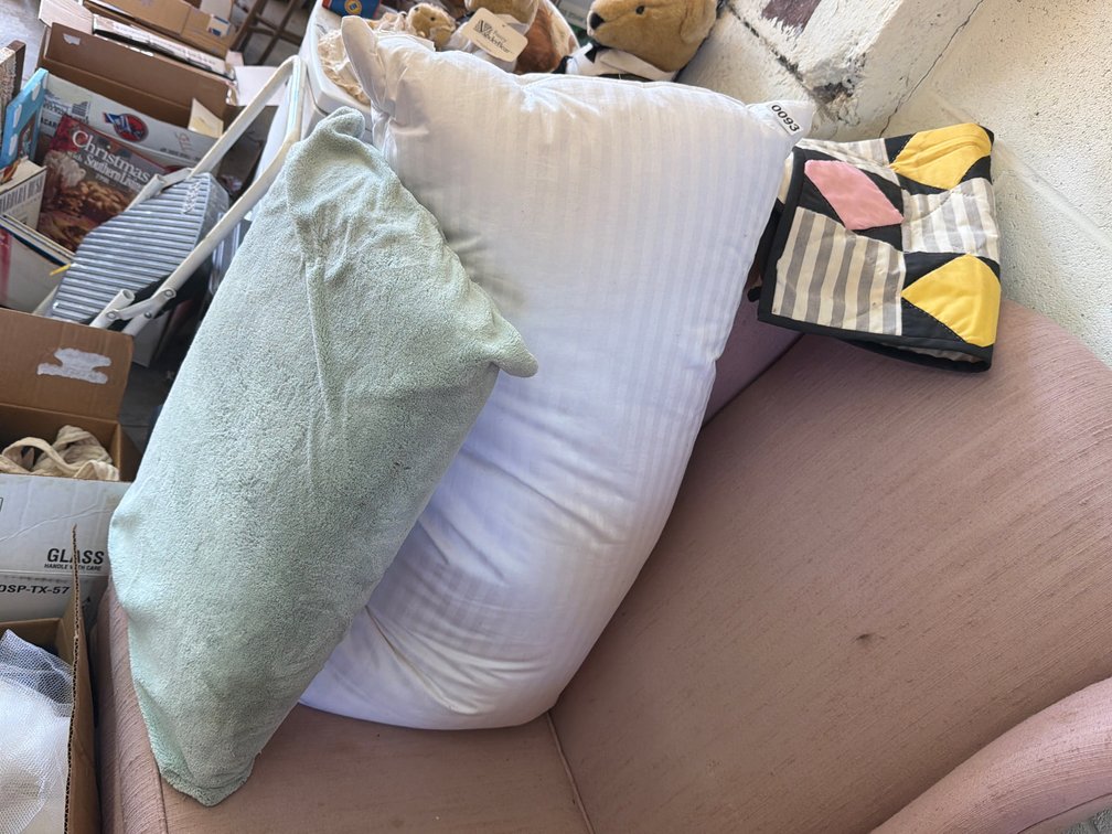 TWO PILLOWS AND QUILT PIECE