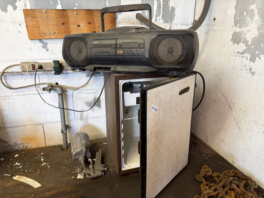 MINI FRIDGE, BOOMBOX, PAINT GUN