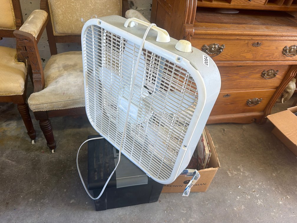 FAN, FILE BOX, AND COOKBOOKS