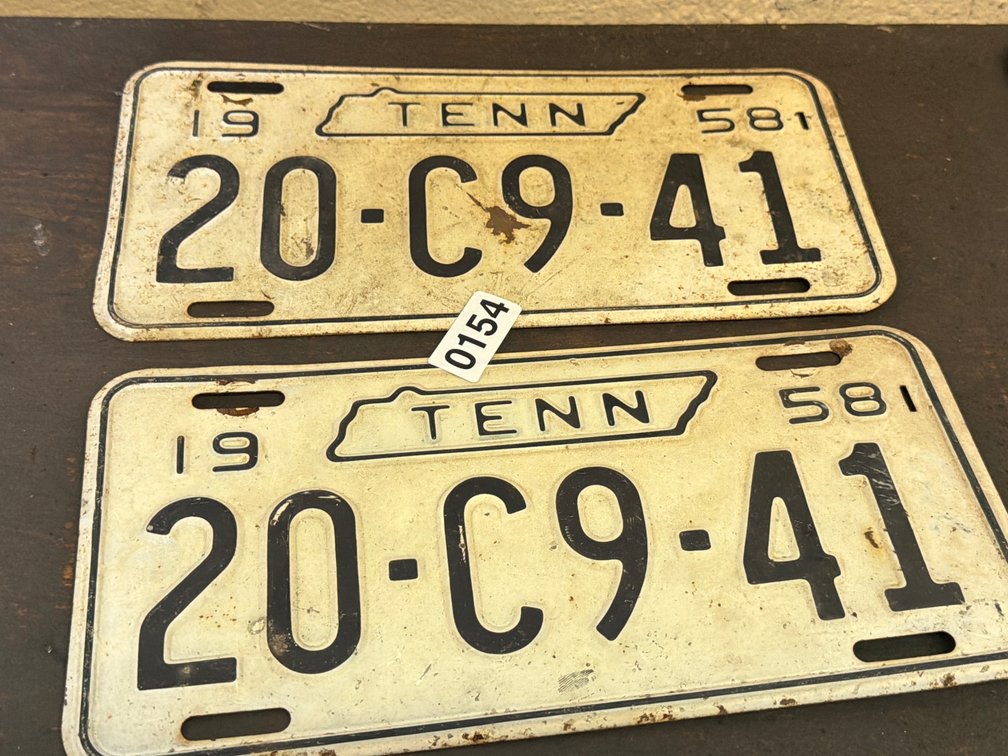 (2) 1958 TN LICENSE PLATES