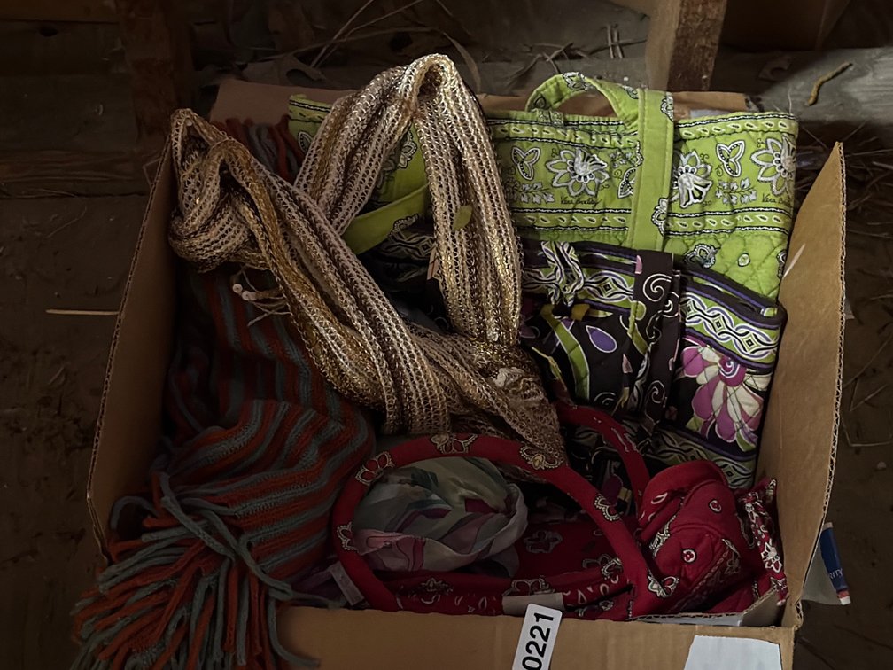 VARIOUS BAGS, SCARFS