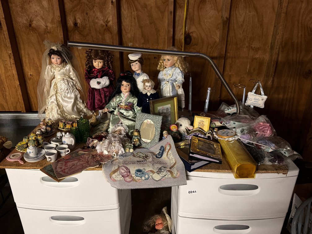 PORCELAIN DOLLS, TEA SETS, AND DECOR