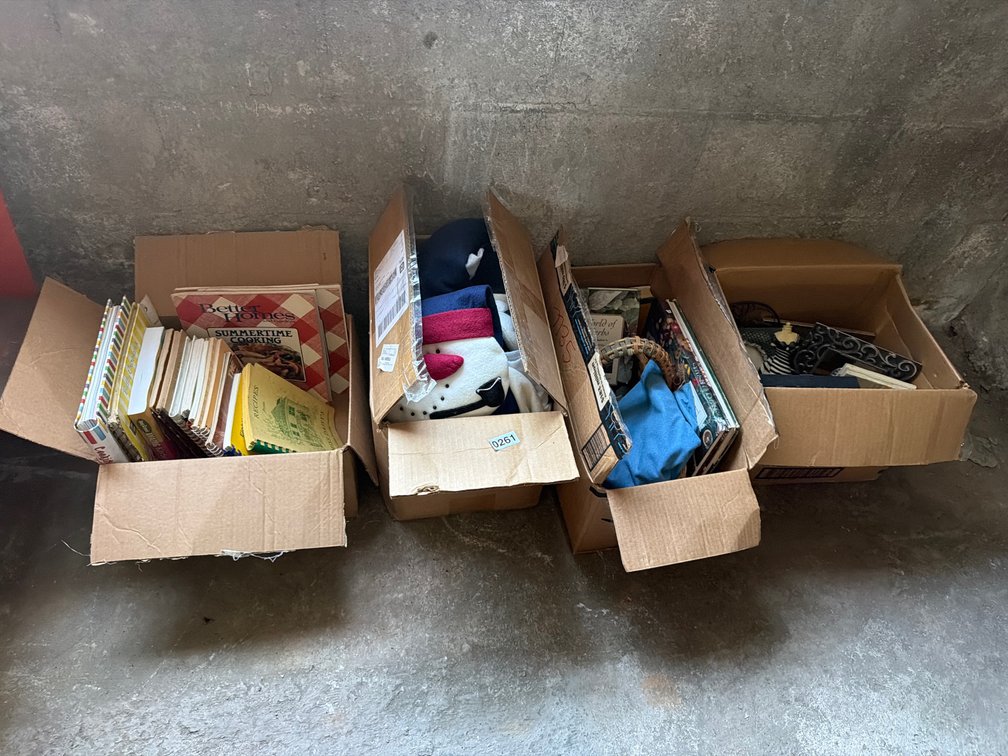 4 BOXES OF COOKBOOKS AND DECOR