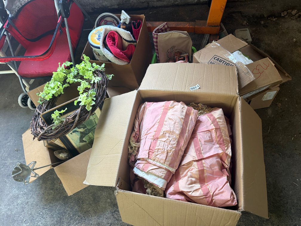 WREATH, CURTAINS, VINTAGE ITEMS, ETC